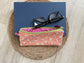 Orange and Green Retro Dots Eyewear Case – Handmade Zipper Pouch with Leather Tassel