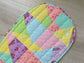 Spring or Easter Quilted Casserole Hot Pad; Egg Shaped Scrappy Tabletop Decor
