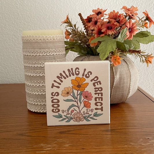 God’s Timing Is Perfect Sign – Christian Wall Decor, Rustic Scripture Art, Encouraging Gift