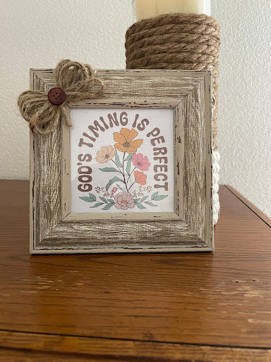 Gods Timing Is Perfect, Small Christian Sign, Faith Based Gift, Tier Tray Inspirational Decor