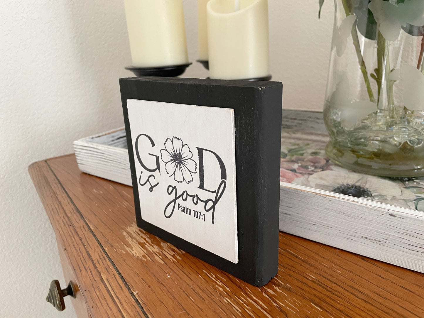 God is Good - Faith-Based Shelf Sitter, Farmhouse Home Decor