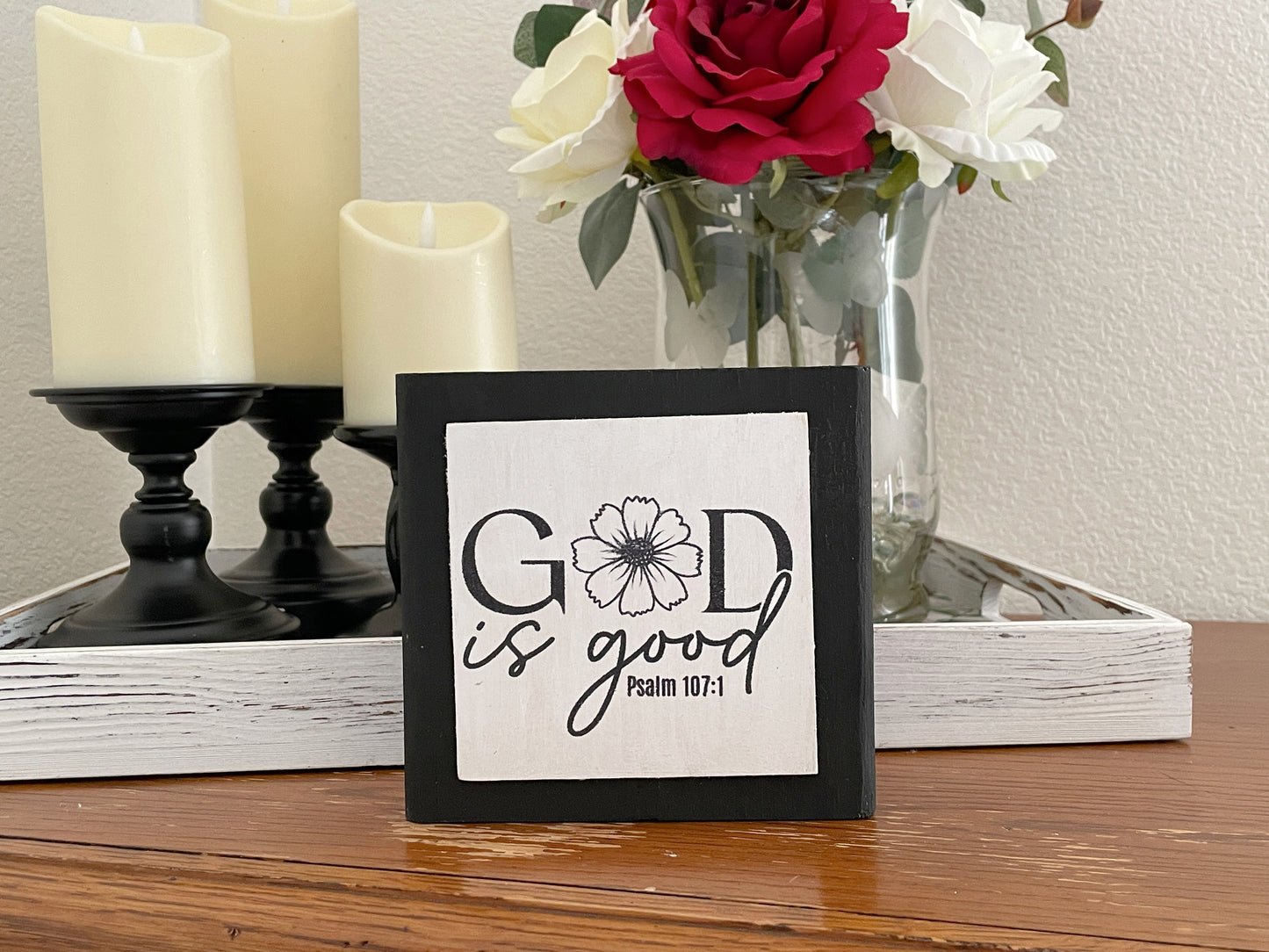 God is Good - Faith-Based Shelf Sitter, Farmhouse Home Decor
