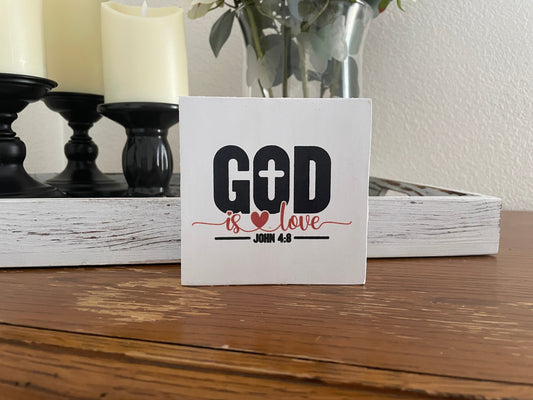 Christian Mini Wood Sign, Faith-Based Shelf or Tier Tray Decor