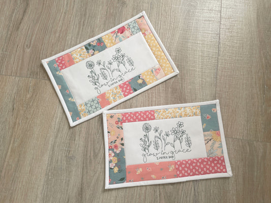 Christian Mug Rug Coaster, Quilted Mug Rug, Inspirational Desk Décor,