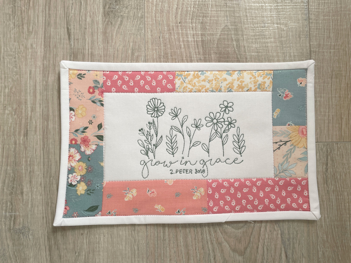 Christian Mug Rug Coaster, Quilted Mug Rug, Inspirational Desk Décor,