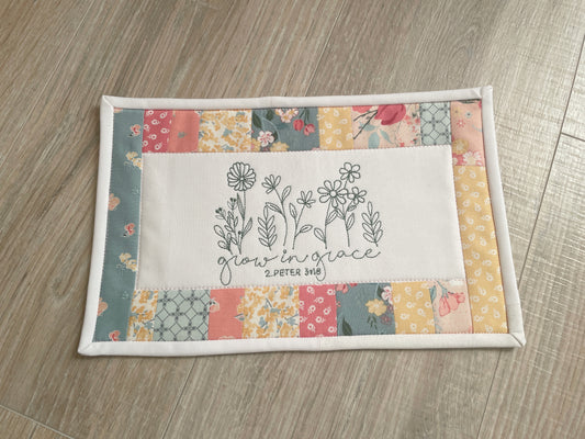 Christian Mug Rug Coaster, Quilted Mug Rug, Inspirational Desk Décor,