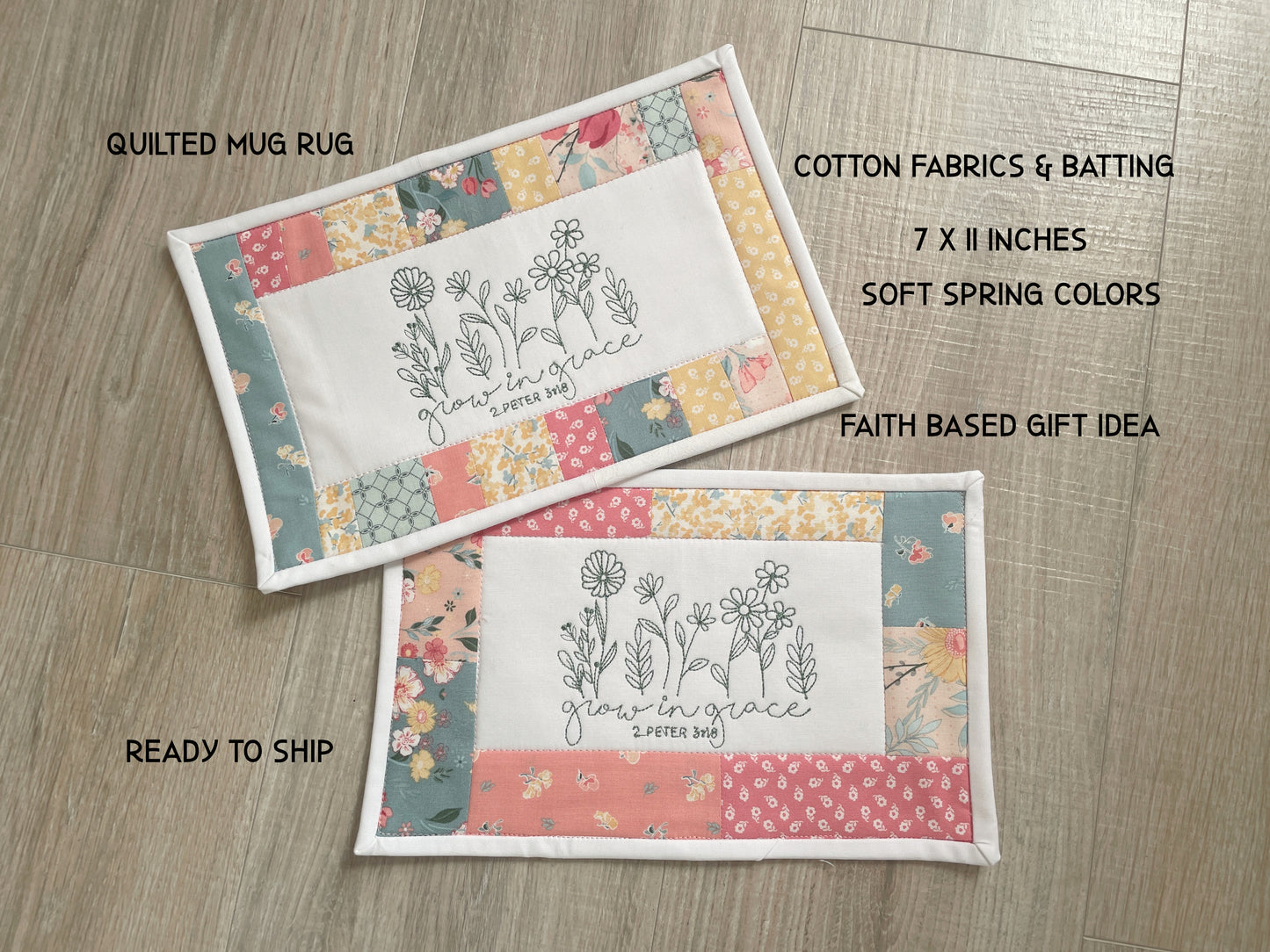 Christian Mug Rug Coaster, Quilted Mug Rug, Inspirational Desk Décor,