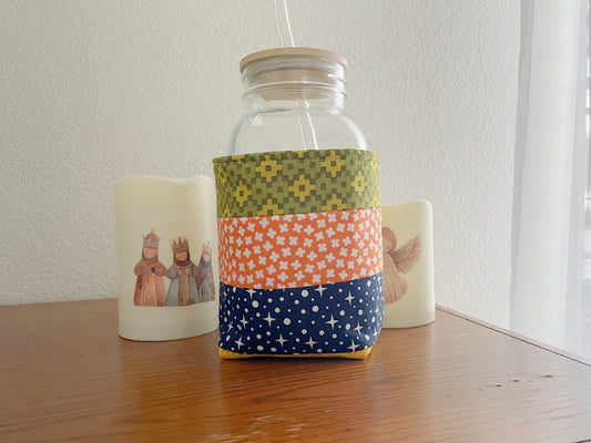 Insulated Mason Jar Cozy/Sleeve, Handmade Drink Accessory