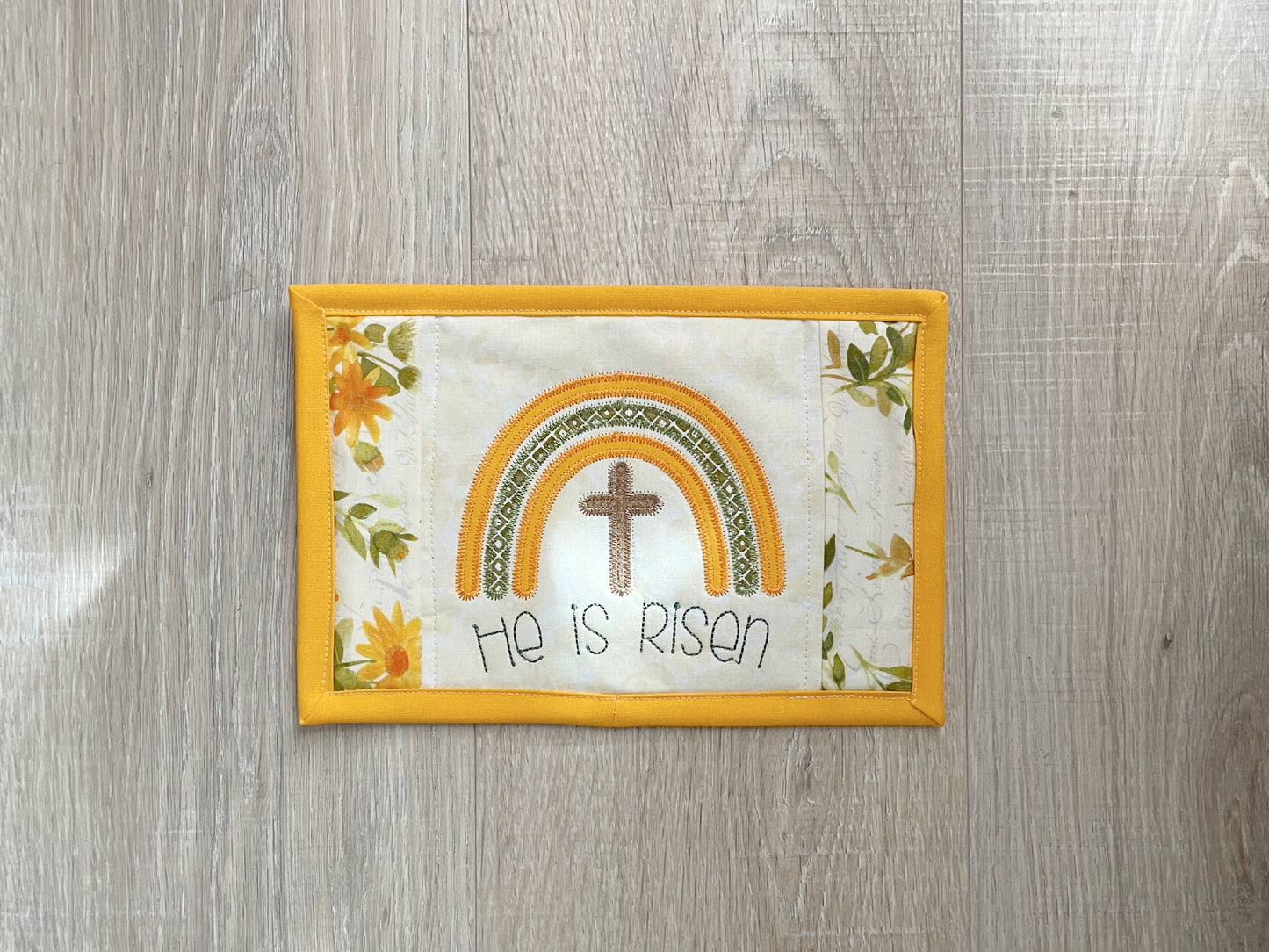 Christian Mug Rug Coaster, He Is Risen