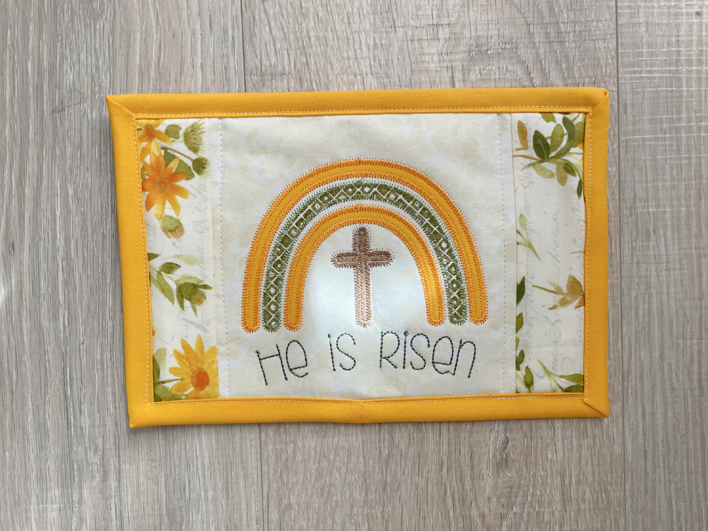 Christian Mug Rug Coaster, He Is Risen