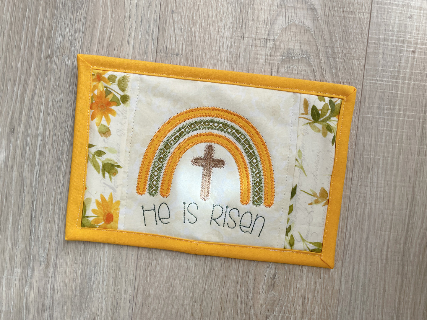 Christian Mug Rug Coaster, He Is Risen