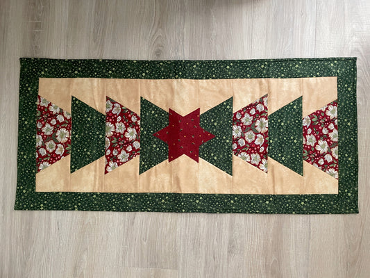 Christmas Tree Quilted Table Runner, Modern Farmhouse Table Decor, 18 x 40 Inches