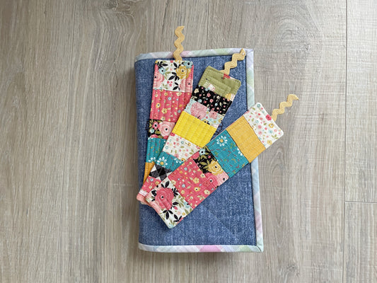 Handmade Quilted Bookmarks, Set of 3 Scrappy Bookmark Gift for Book Lovers