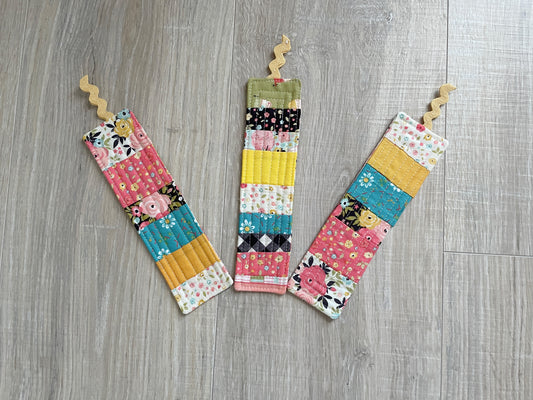 Handmade Quilted Bookmarks, Set of 3 Scrappy Bookmark Gift for Book Lovers