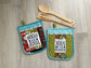 Quilted Christmas Potholder Set of 2: Holiday Kitchen Gift with Pocket