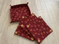 Quilted Fabric Coasters, Set of 4 Handmade Drink Mats with Holder