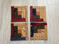Quilted Fabric Coasters, Set of 4 Handmade Drink Mats with Holder