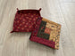 Quilted Fabric Coasters, Set of 4 Handmade Drink Mats with Holder