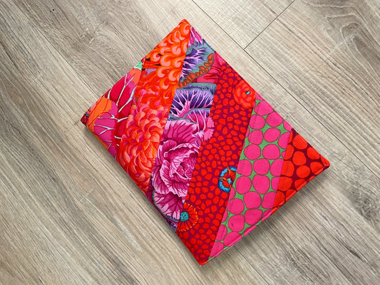Composition Notebook Cover, Handmade Fabric Journal, Pink Red Kaffee Florals