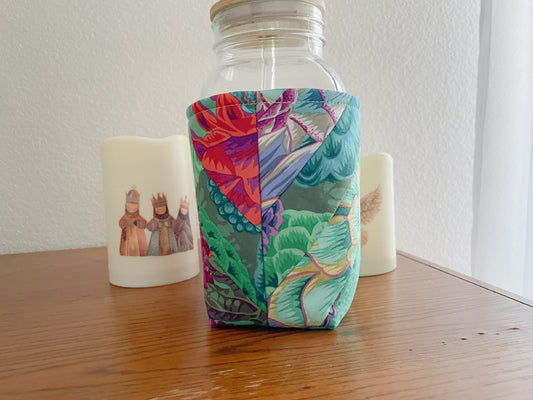 Insulated Mason Jar Cozy/Sleeve, Handmade Drink Accessory