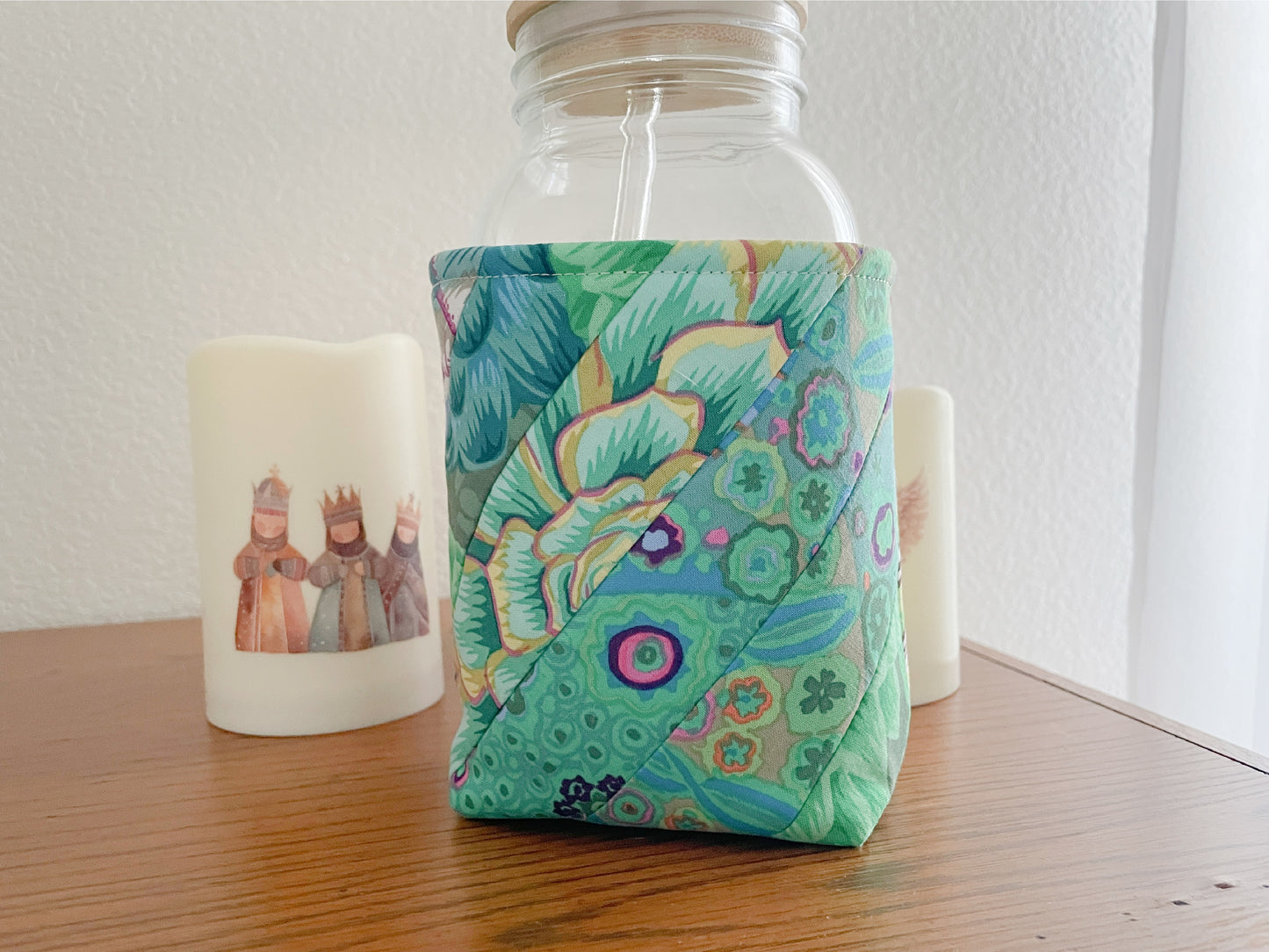 Insulated Mason Jar Cozy/Sleeve, Handmade Drink Accessory