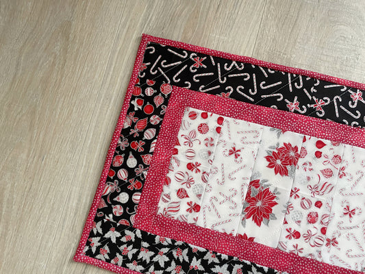 Quilted Christmas Large Casserole Hot Pad, Small Quilted Holiday Table Runner