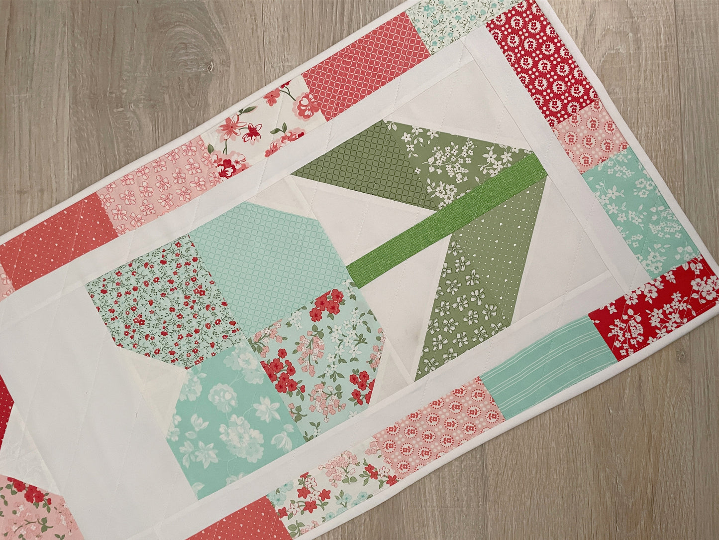 Quilted Table Runner, Handmade, Spring Tulips