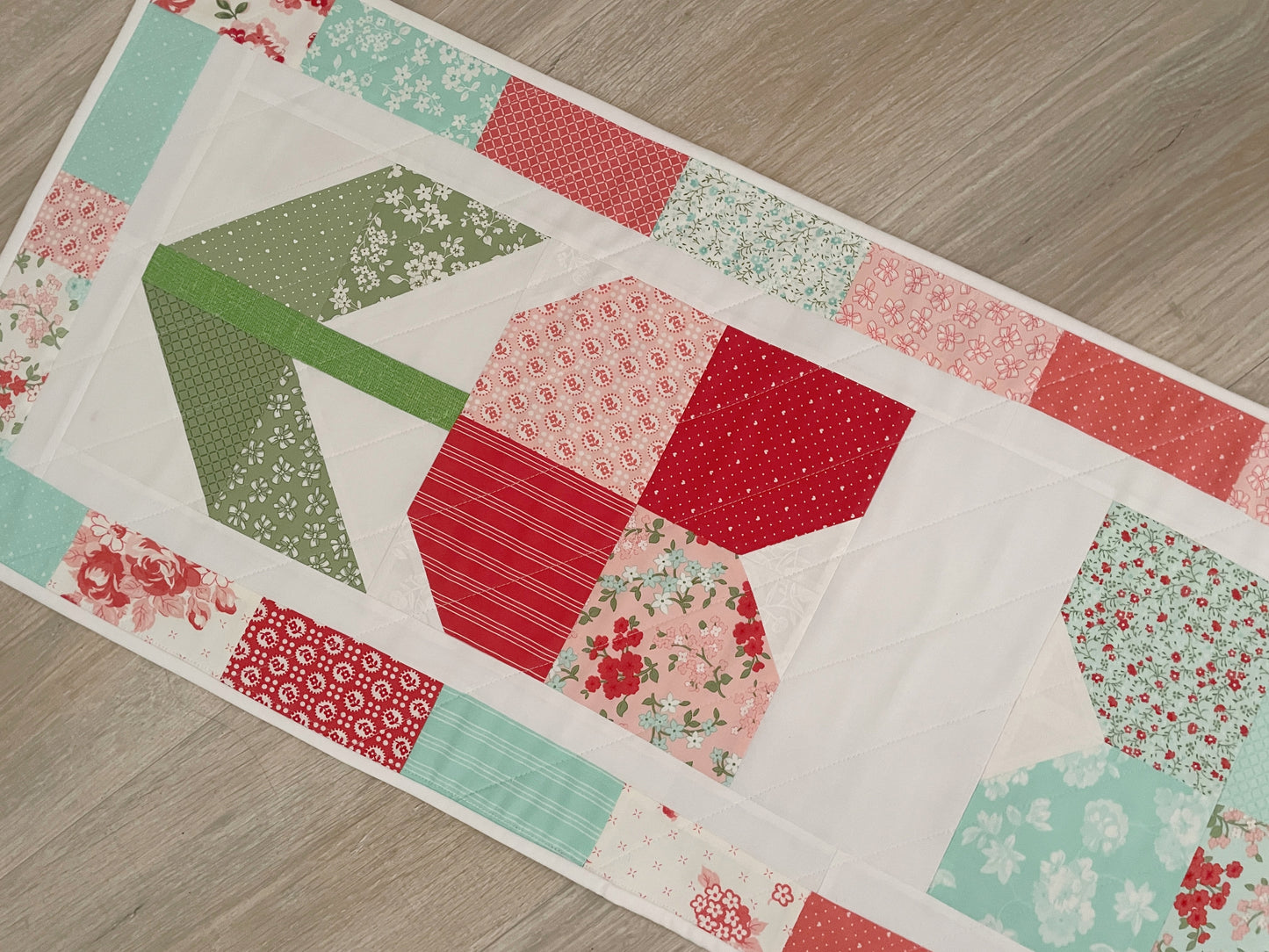 Quilted Table Runner, Handmade, Spring Tulips