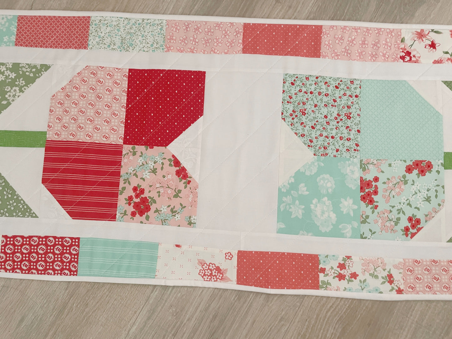 Quilted Table Runner, Handmade, Spring Tulips