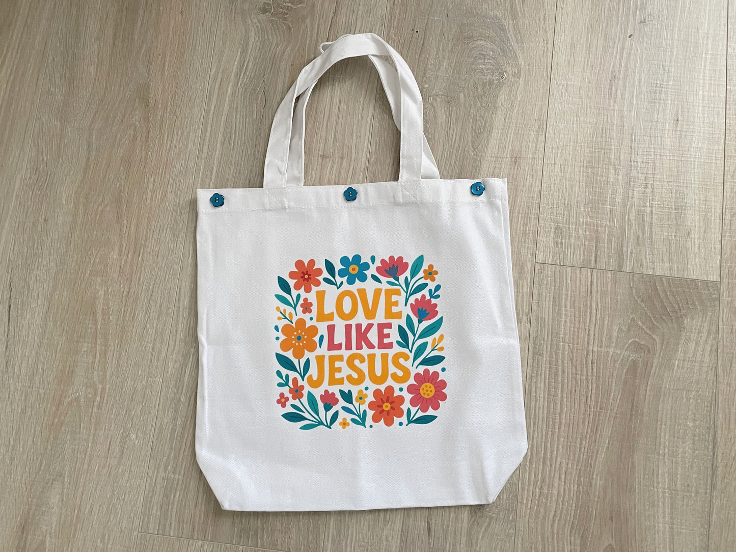 Love Like Jesus Tote Bag, Floral Faith Based Gift