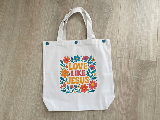 Love Like Jesus Tote Bag, Floral Faith Based Gift