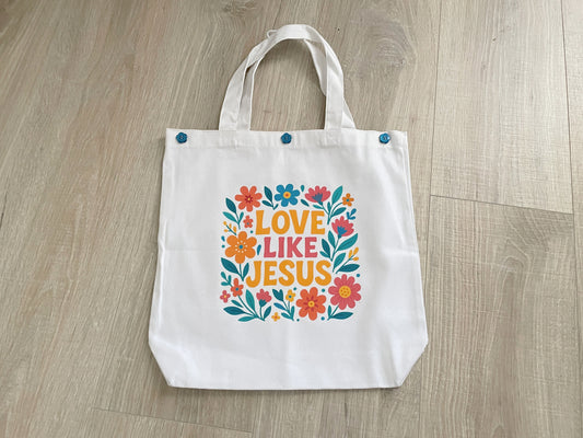 Love Like Jesus Tote Bag, Floral Faith Based Gift