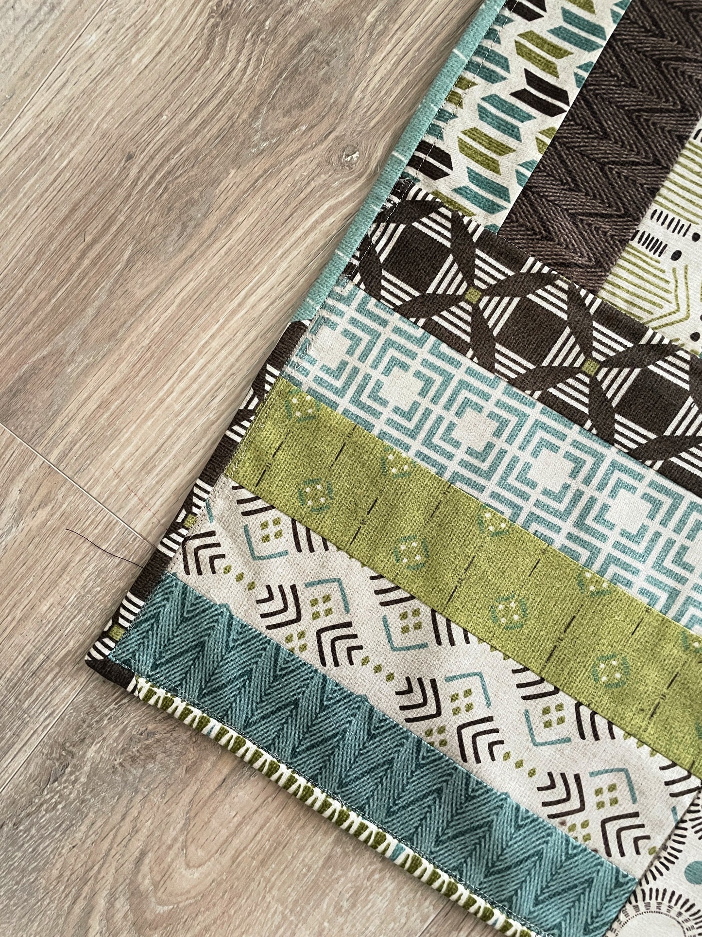 Boho Baby Boy Quilt in Earth Tones, Handmade Patchwork