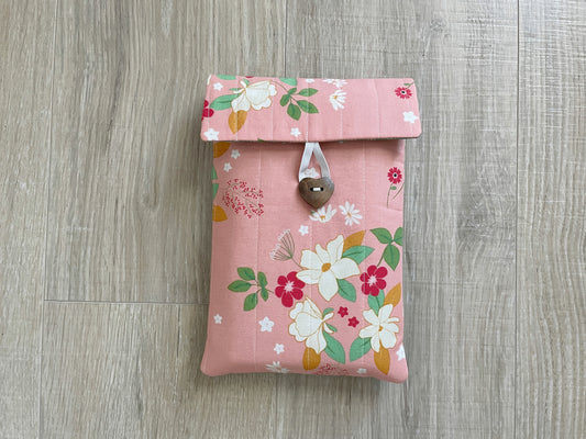 Handmade Quilted Kindle & Book Sleeve with Pocket – Blue or Pink Floral