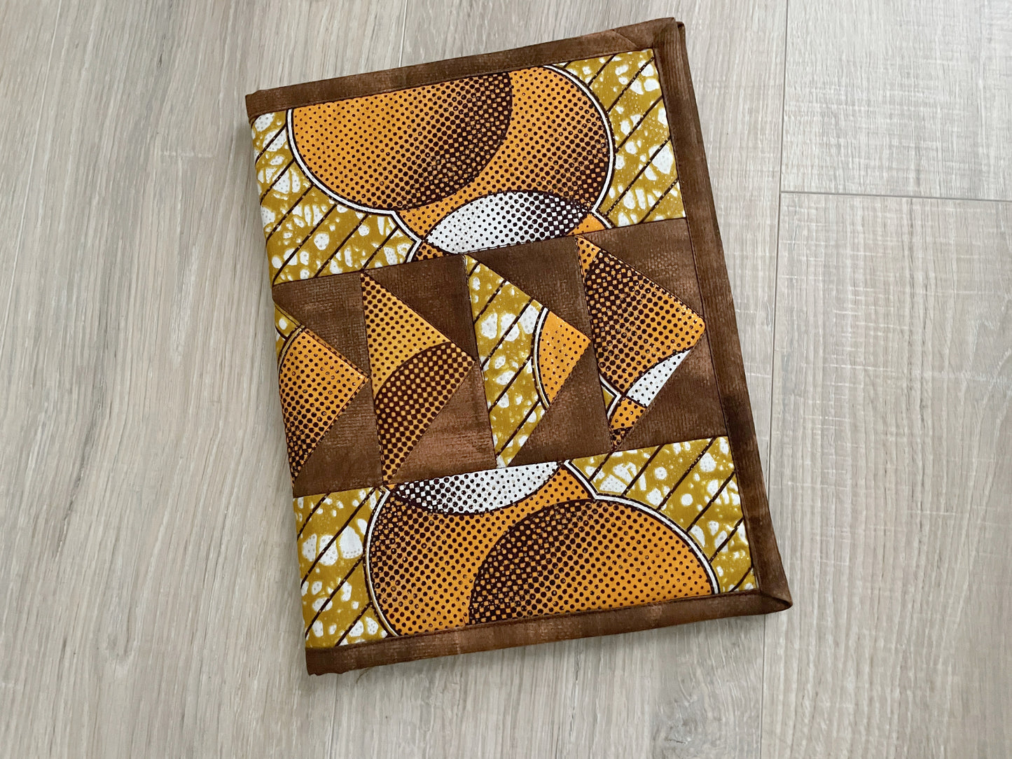 Composition Notebook Cover, Quilted Handmade Fabric Journal, Modern Circles