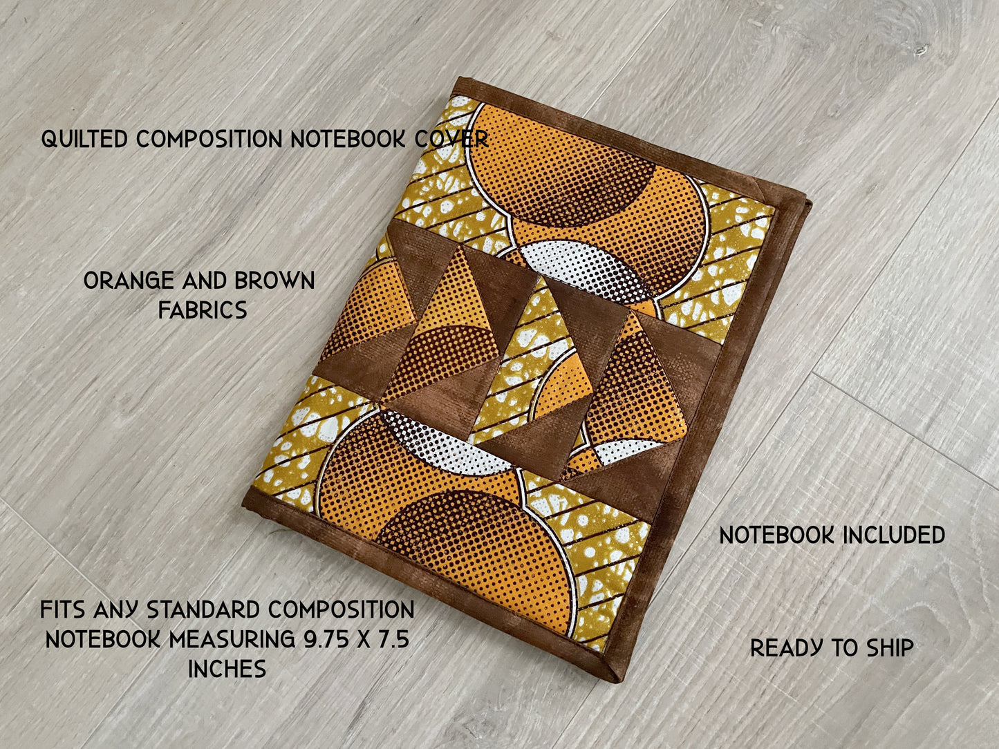 Composition Notebook Cover, Quilted Handmade Fabric Journal, Modern Circles