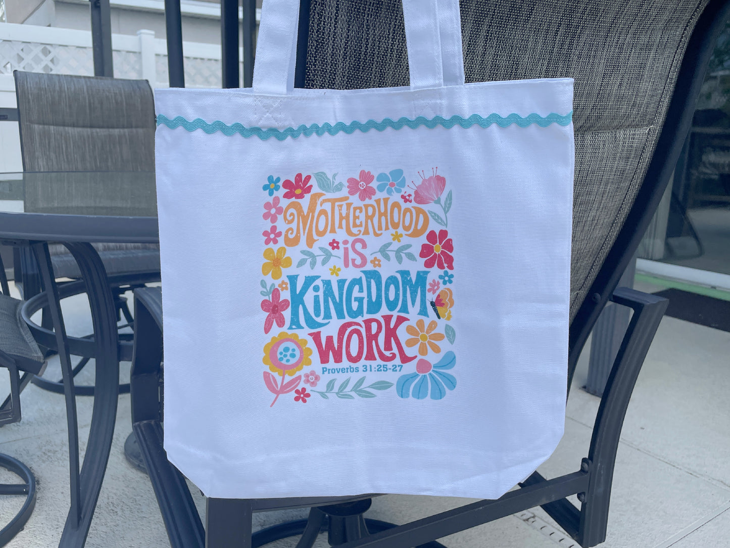 Motherhood is Kingdom Work Tote Bag, Gift for Mom