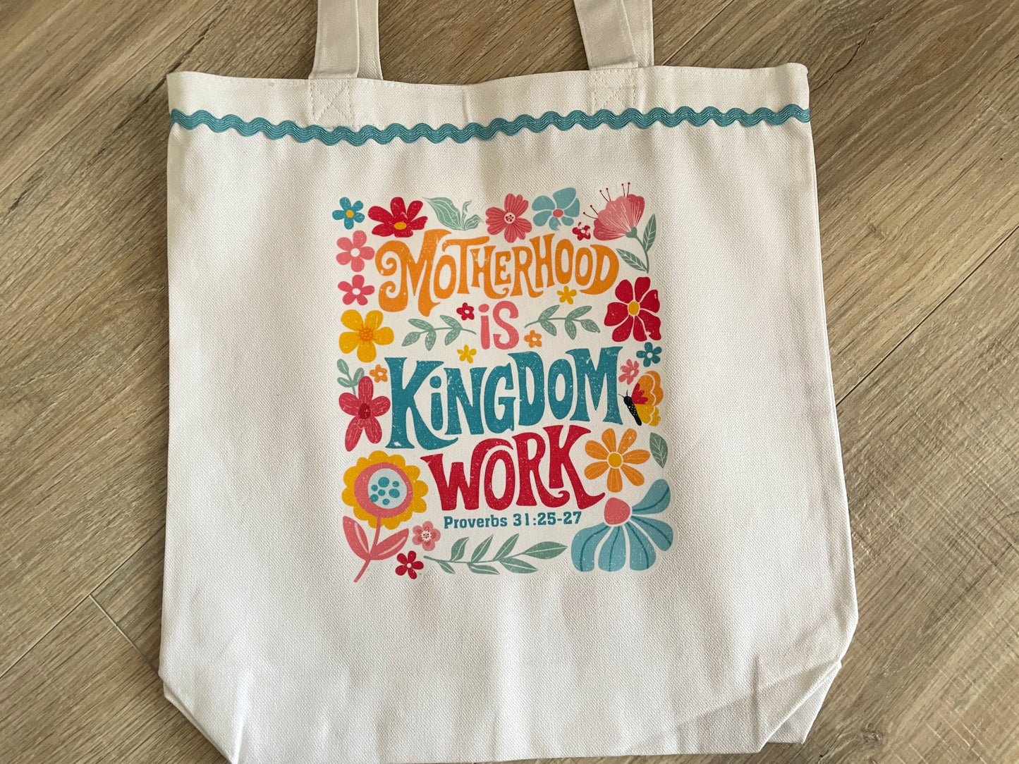 Motherhood is Kingdom Work Tote Bag, Gift for Mom