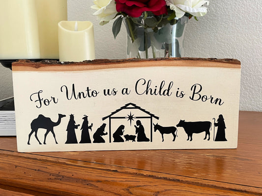 Christmas Wooden Nativity Sign - Rustic Farmhouse Decor
