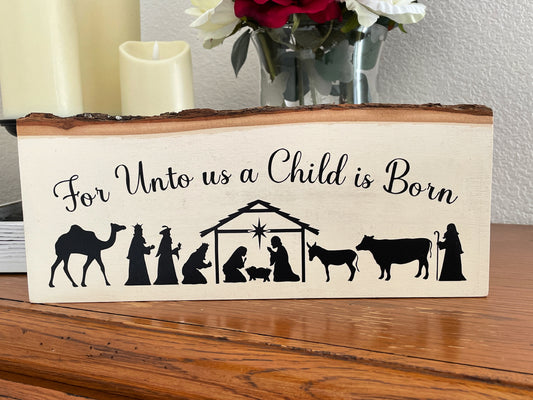 Christmas Wooden Nativity Sign - Rustic Farmhouse Decor