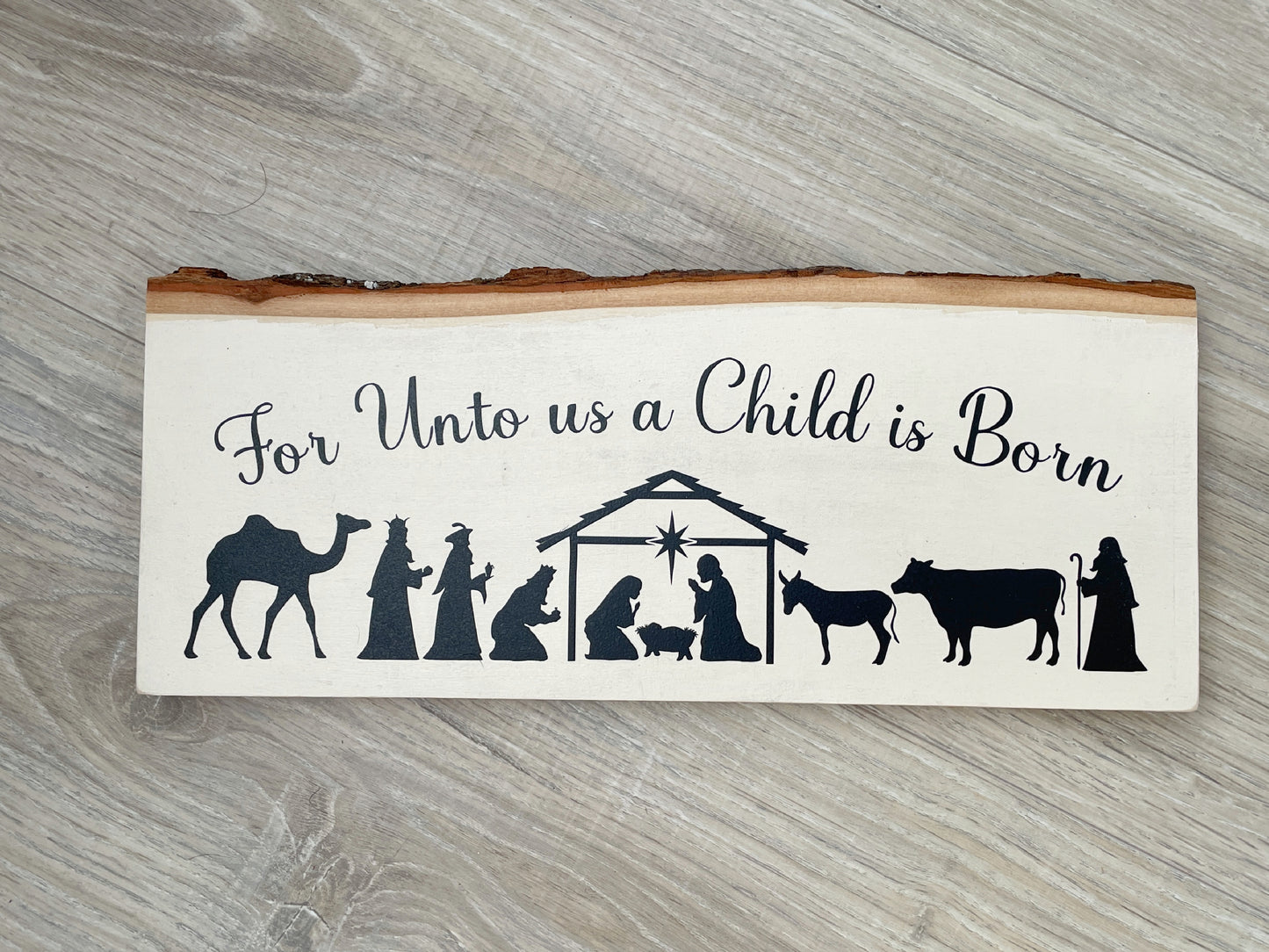 Christmas Wooden Nativity Sign - Rustic Farmhouse Decor