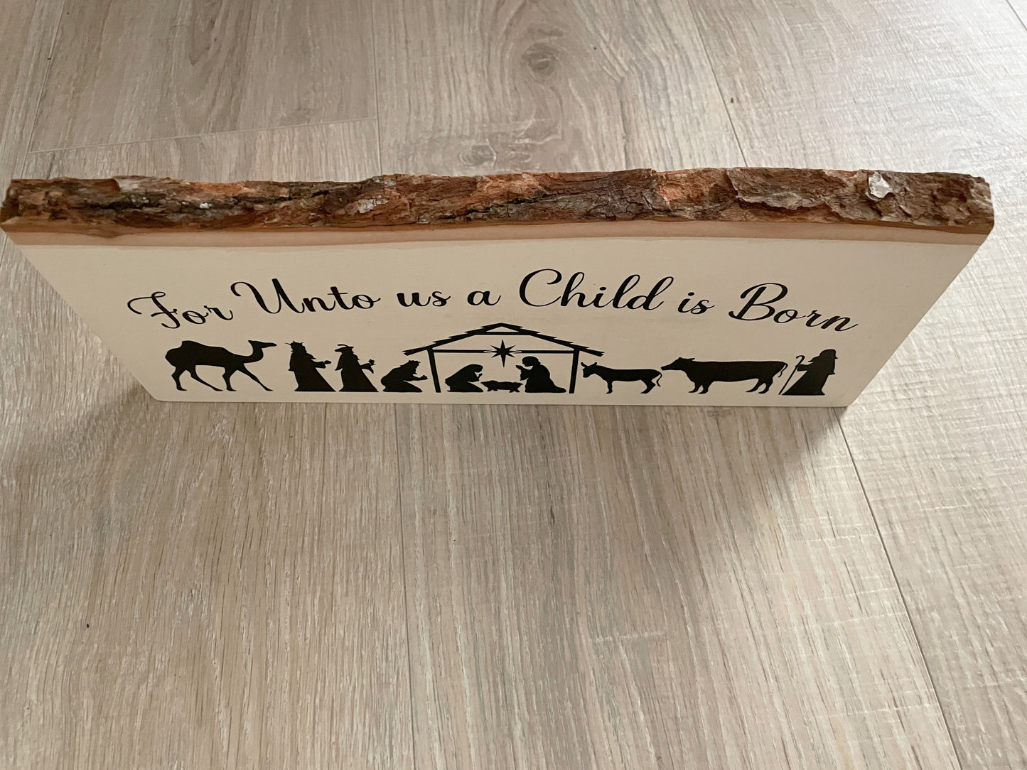 Christmas Wooden Nativity Sign - Rustic Farmhouse Decor