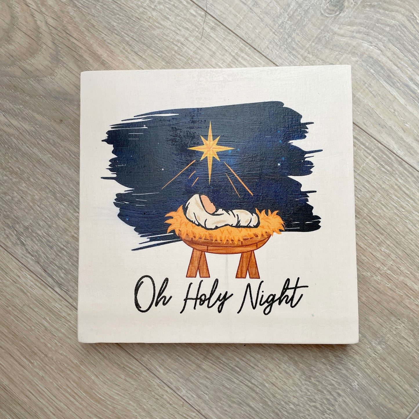 Oh Holy Night Wood Sign, Christmas Shelf Sitter Decor