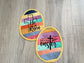 Set of 2 Easter Egg Mug Rugs, He Is Risen Blessed Easter Quilted Coasters