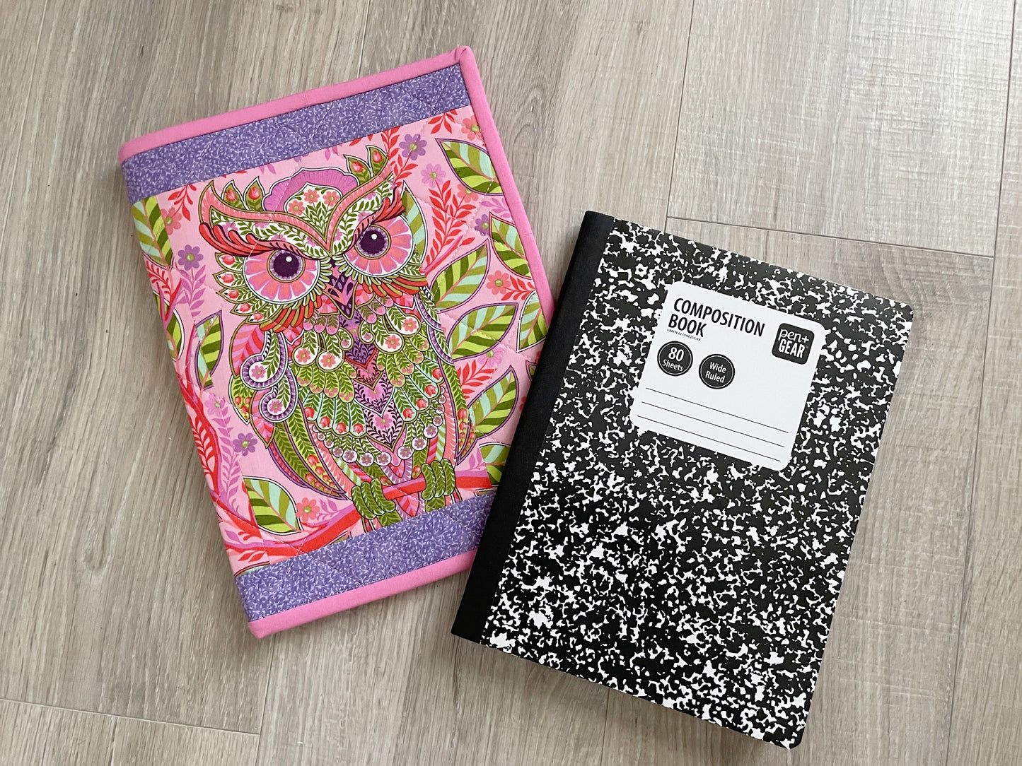 Handmade Notebook Cover - Pink Purple Owl