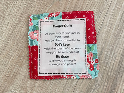 Mini Prayer Quilt with Wooden Cross – Pocket Prayer Square
