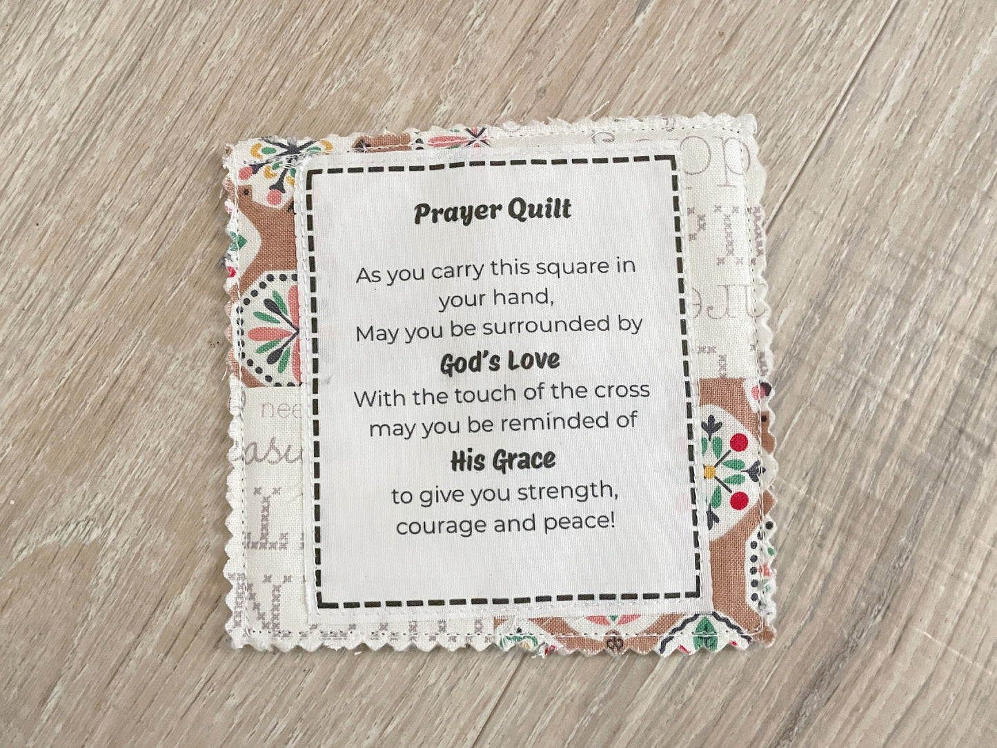 Mini Prayer Quilt with Wooden Cross – Pocket Prayer Square