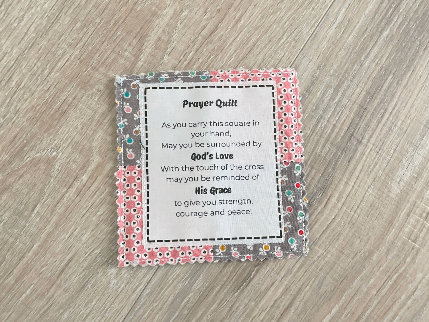 Mini Prayer Quilt with Wooden Cross – Pocket Prayer Square