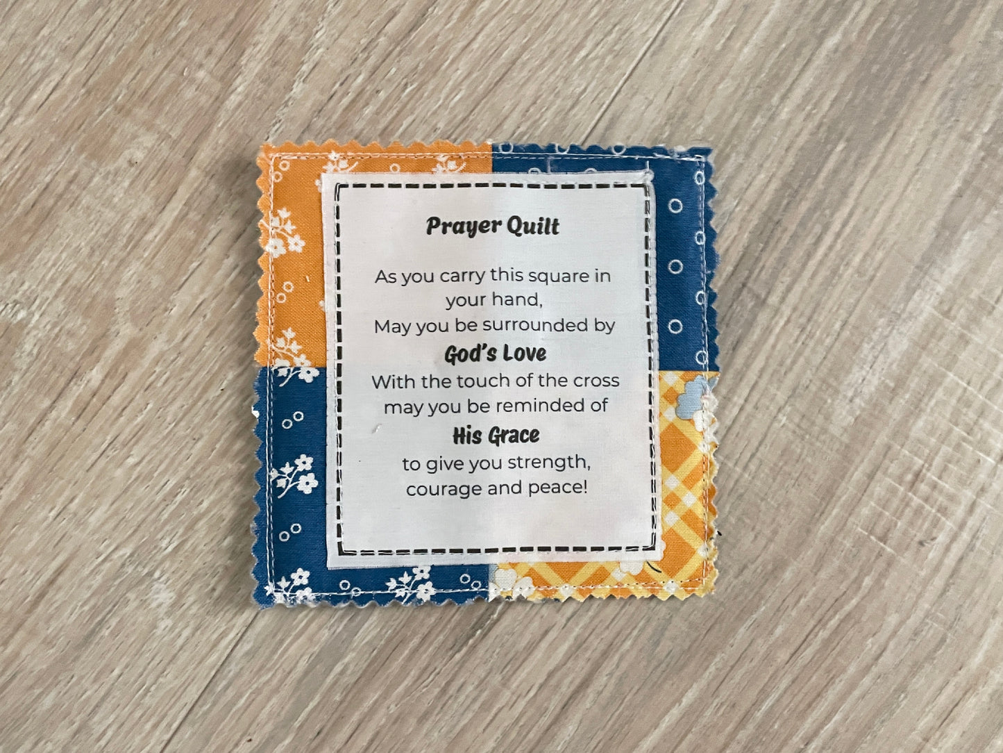 Mini Prayer Quilt with Wooden Cross – Pocket Prayer Square