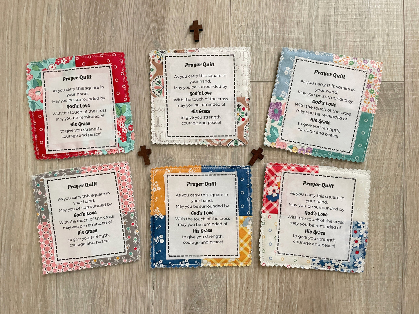 Mini Prayer Quilt with Wooden Cross – Pocket Prayer Square